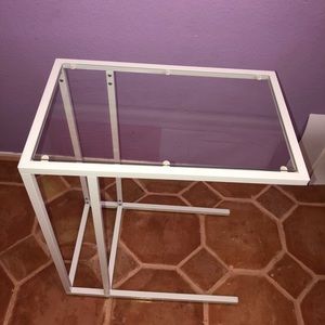 White glass/metal table/nightstand